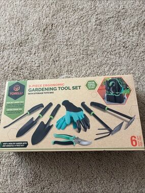 9-Piece Ergonomic Gardening Tool Set - Teal/Black